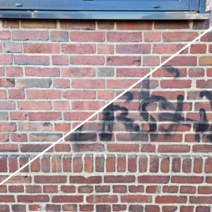 PUR-Graffiti-entfernen-Klinker-vorher-nachher